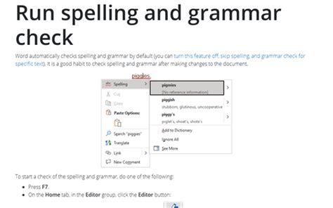 how to run a spelling and grammar check on the presentation