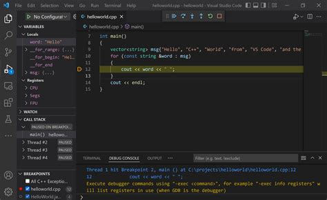 how to run and debug in visual studio code c