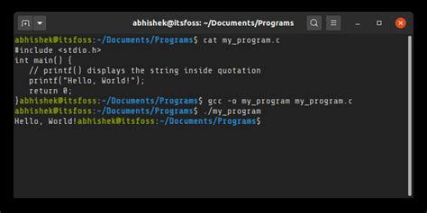 how to run c code in terminal in linux