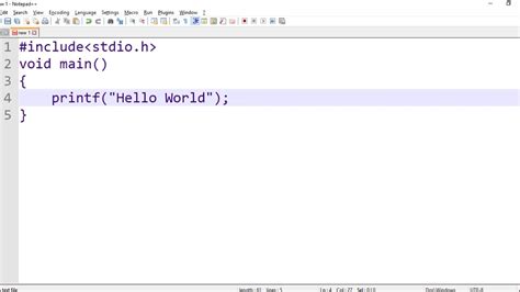 how to run c program on notepad