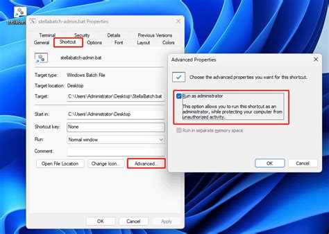 how to run cmd file always as administrator