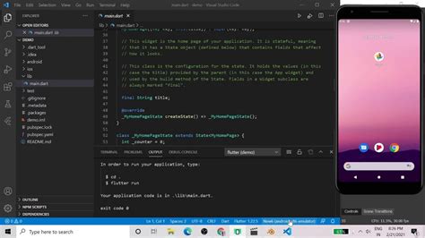 how to run flutter app in vscode emulator