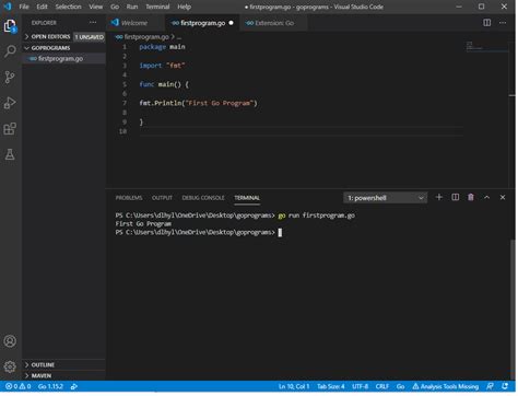 how to run go program in visual studio code