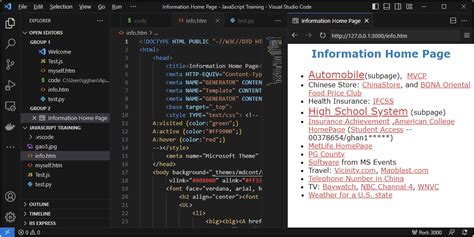how to run html code in vscode terminal