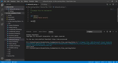 how to run python in terminal visual studio code