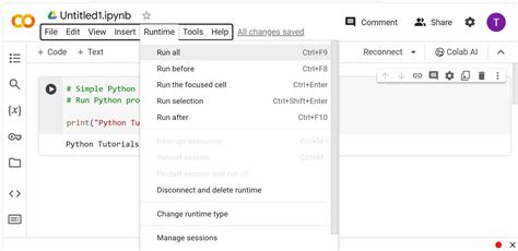 how to run python program in google colab