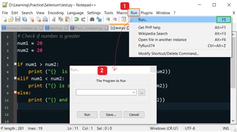 how to run python script in notepad ++
