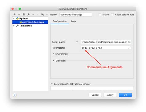 how to run python script with command line arguments in pycharm