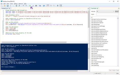 how to run sharepoint commands in windows powershell