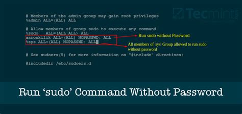 how to run sudo commands without password