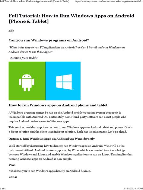 how to run windows apps on android phone