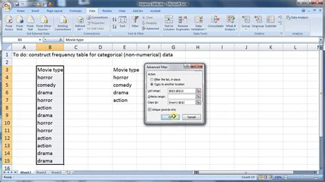 how to sample non numeric data in excel