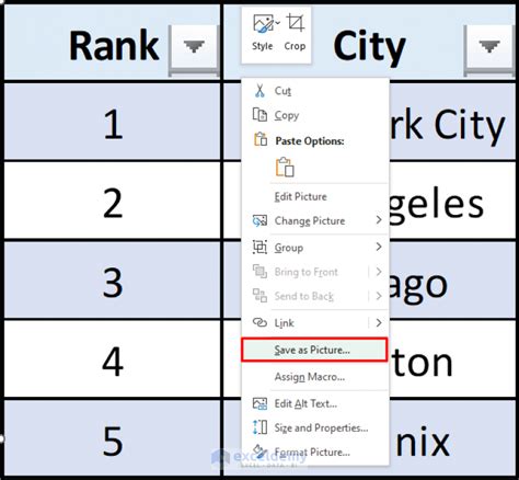 how to save a table in excel