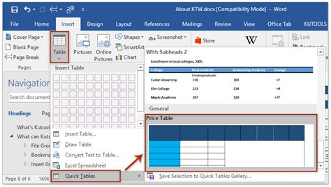 how to save a table style in word