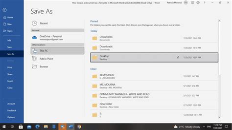 how to save a template on microsoft word