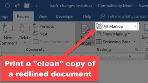 how to save a word document without track changes showing