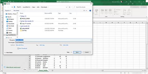 how to save an excel file that won't save