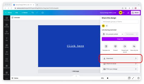 how to save an image with a link on canva