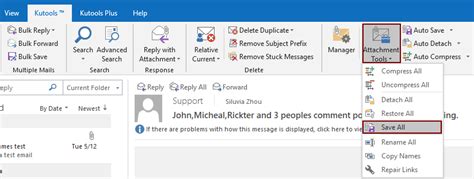 how to save attachments from multiple emails outlook