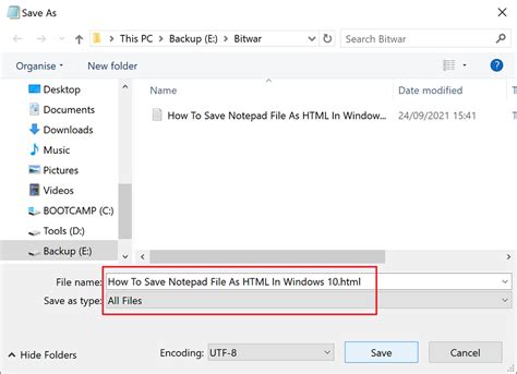 how to save coding in notepad