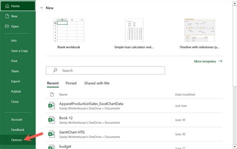 how to save default settings in excel