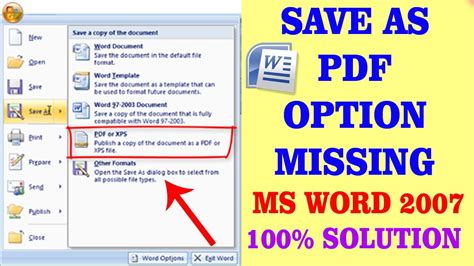 how to save document as pdf in word 2007