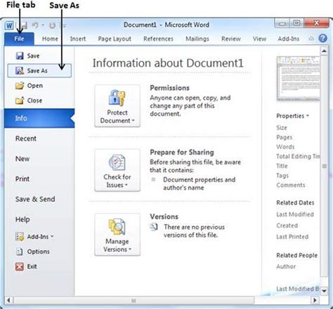 how to save document in ms word 2010