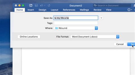how to save documents on microsoft word for mac
