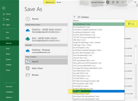 how to save excel files as pdf