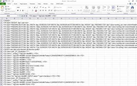 how to save html file in excel format