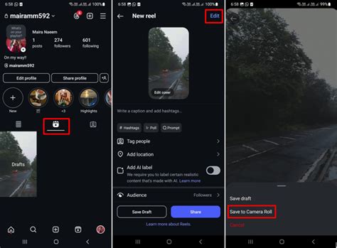 how to save instagram drafts to camera roll with music