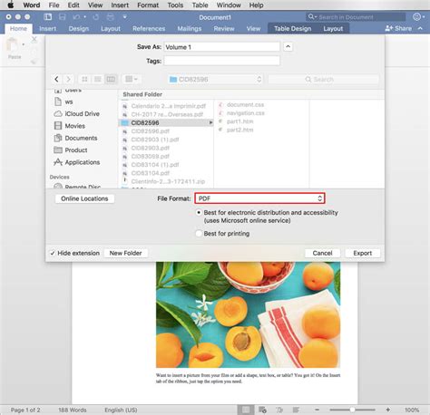 how to save microsoft word document as pdf on mac