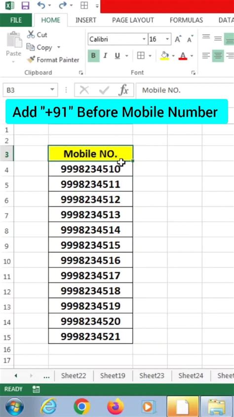 how to save mobile number from excel