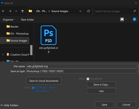 how to save photoshop file