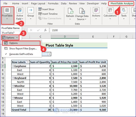 how to save pivot table format in excel