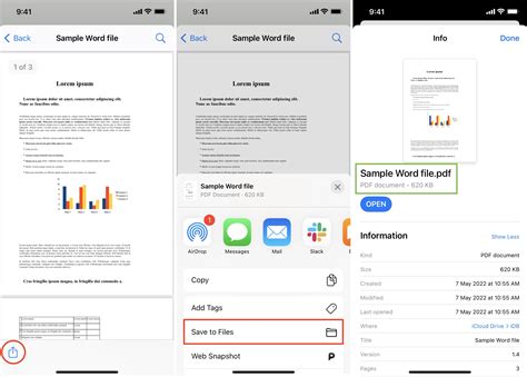 how to save word docs to files on iphone