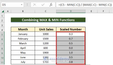 how to scale a range of numbers in excel