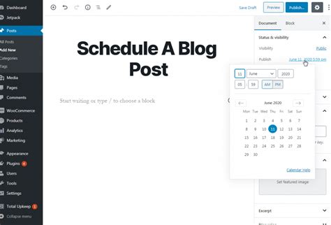 how to schedule blog post in wordpress