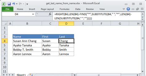 how to search for last name in excel