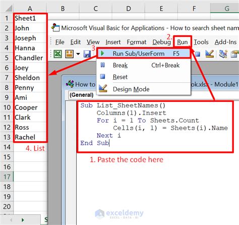 how to search sheet name in excel workbook