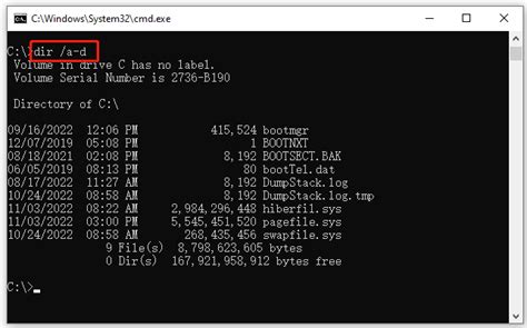 how to see all folder in cmd