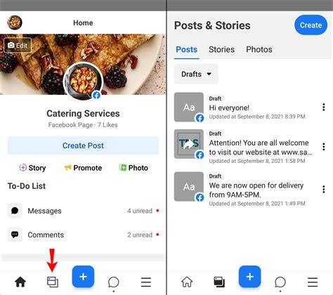 how to see drafts on facebook page