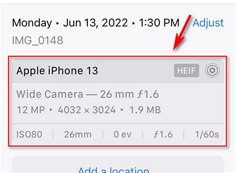 how to see exif data for video on iphone