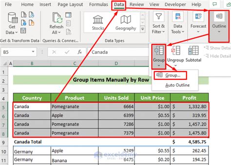 how to see groups in excel
