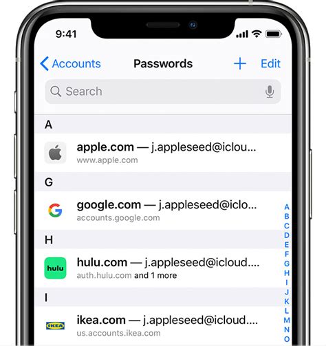 how to see my saved passwords in iphone