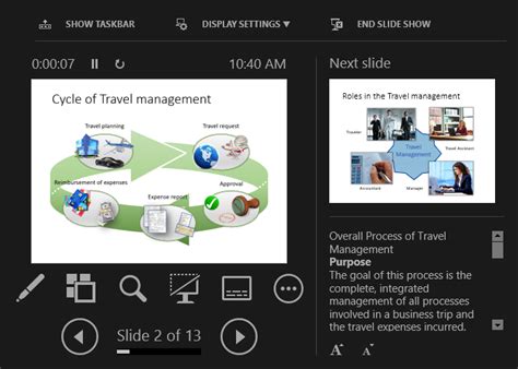 how to see notes in presentation mode
