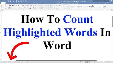how to see word count of highlighted text in word