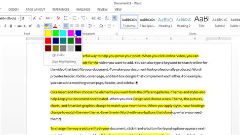 how to select a pen color in word