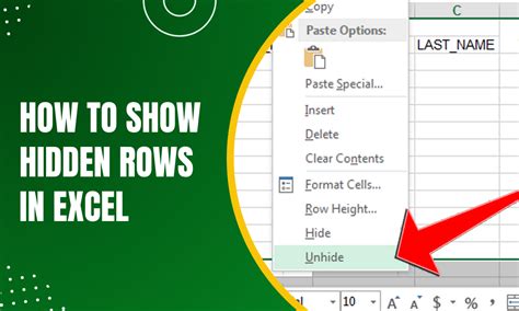 how to select all hidden rows in excel