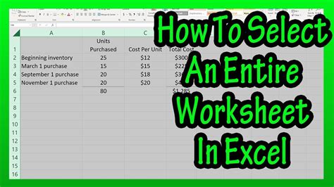 how to select all rows in excel spreadsheet
